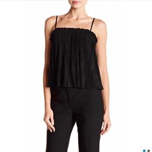 Madewell Nicole Black Pleated Sweetheart Tank Top